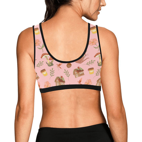 Cottage-Core-Womens-Bralette-Pink-Model-Back-View