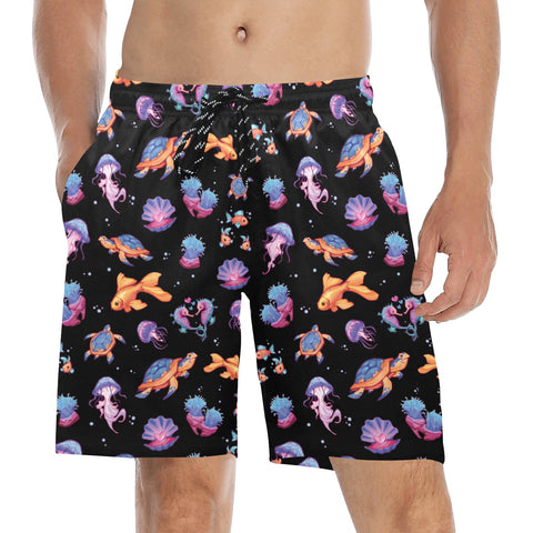 Sea-Life-Mens-Swim-Trunks-Black-Model-Front-View