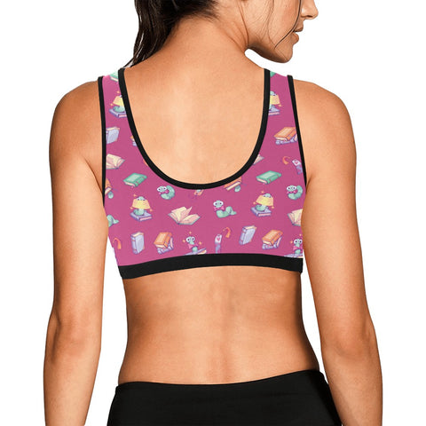 Book-Worm-Womens-Bralette-Magenta-Model-Back-View