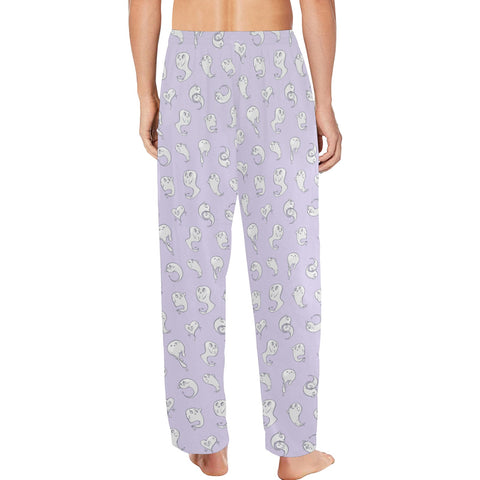 Retro-Ghost-Mens-Pajama-Lavender-Model-Back-View