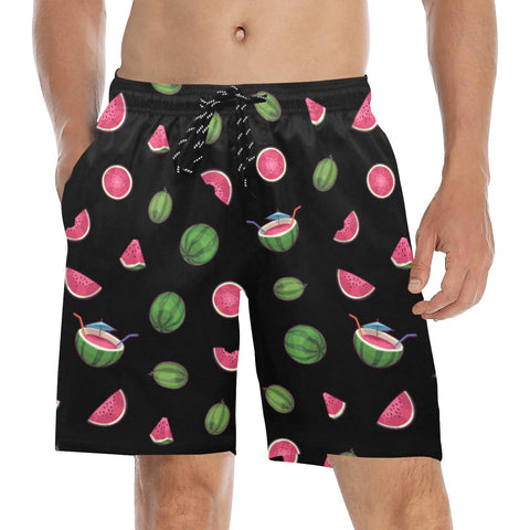 Watermelon-Mens-Swim-Trunks-Black-Model-Front-View