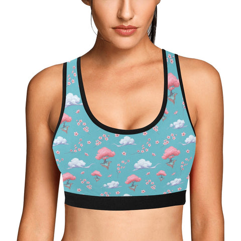 Sakura-Tree-Womens-Bralette-Turquoise-Model-Front-View