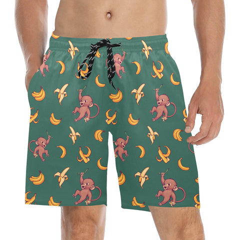 Baby-Monkey-Mens-Swim-Trunks-Greeen-Model-Front-View