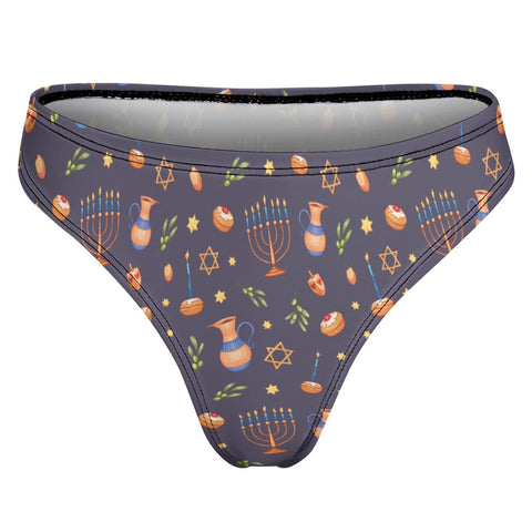 Hanukkah-Women's-Thong-Charcoal-Product-Back-View
