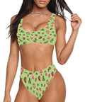 Strawberry-Womens-Bikini-Set-Lime-Green-Model-Front-View