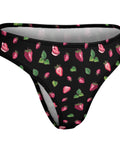 Strawberry-Women's-Thong-Black-Product-Side-View