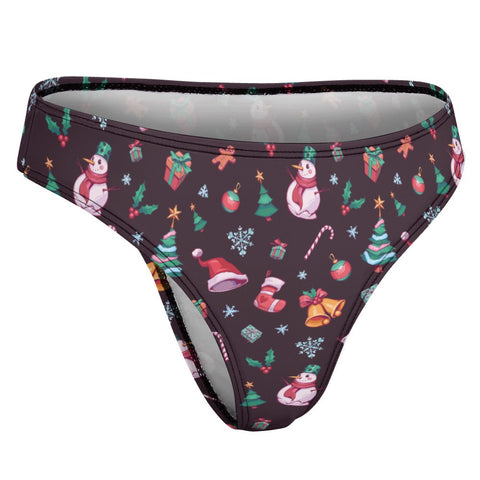 Christmas-Women's-Thong-Eggplant-Product-Side-View