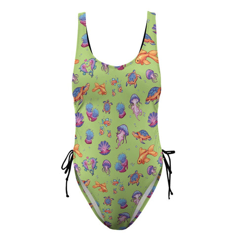 Sea-Life-Womens-One-Piece-Swimsuit-Lime-Green-Product-Front-View