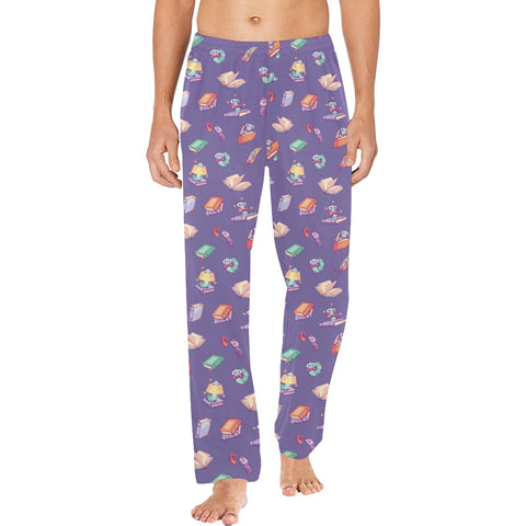 Book-Worm-Men's-Pajamas-Lavender-Model-Front-View