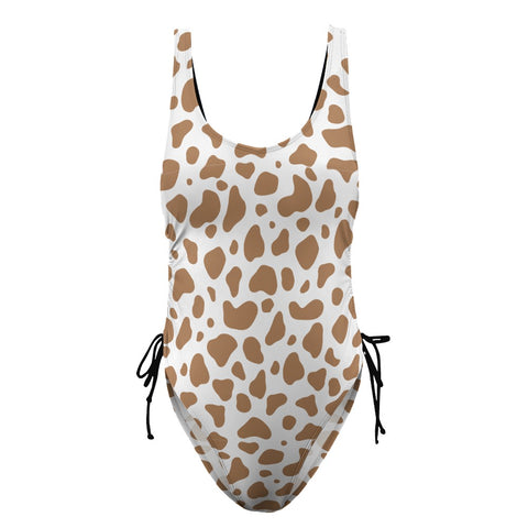 100%-Grass-Fed-Women's-One-Piece-Swimsuit-Brown-Product-Front-View