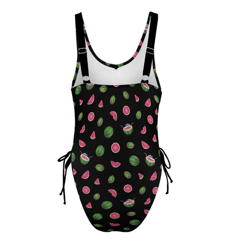 Watermelon-Womens-One-Piece-Swimsuit-Black-Product-Back-View