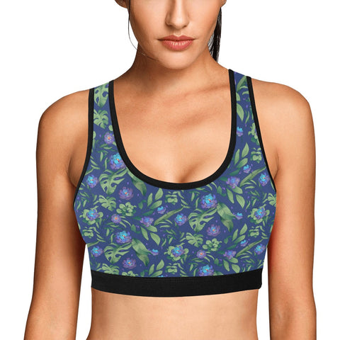 Jungle-Flower-Womens-Bralette-Blue-Purple-Model-Front-View