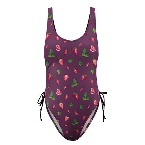 Strawberry-Womens-One-Piece-Swimsuit-Plum-Product-Front-View