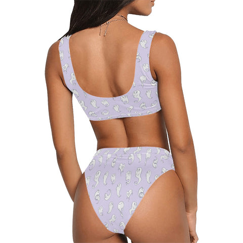 Retro-Ghost-Womens-Bikini-Set-Lavender-Model-Back-View