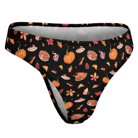 Thanks-Giving-Women's-Thong-Black-Product-Side-View