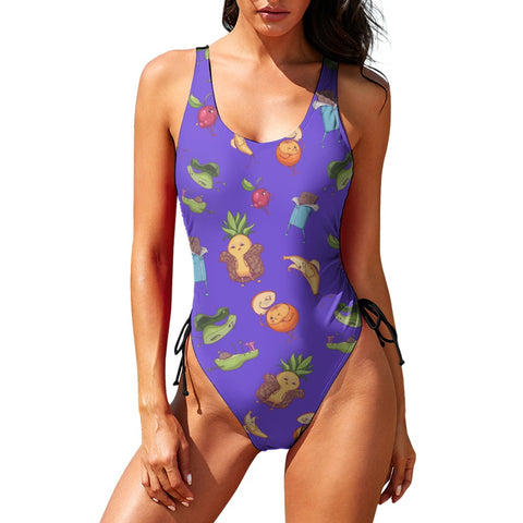 Flirty-Fruit-Women's-One-Piece-Swimsuit-Purple-Model-Front-View