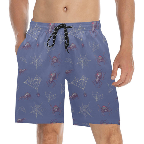 Black-Widow-Men's-Swim-Trunks-True-Blue-Model-Fornt-View