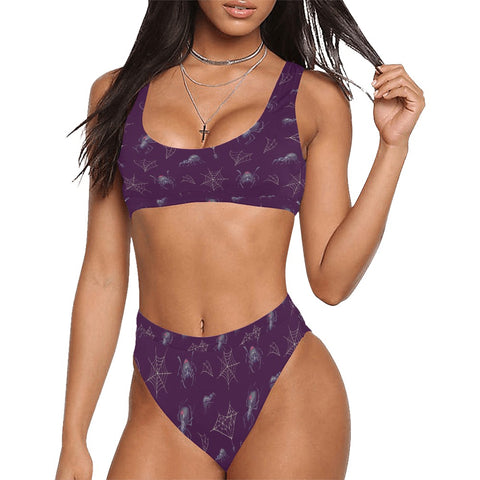 Black-Widow-Women's-Two-Piece-Bikini-Dark-Purple-Model-Front-View
