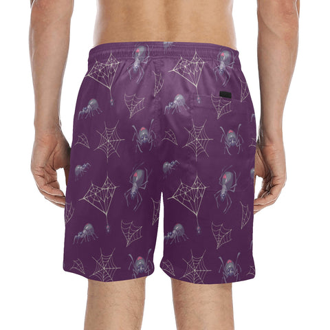 Black-Widow-Men's-Swim-Trunks-Dark-Purple-Model-Back-View