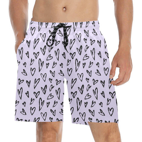 Crazy-Hearts-Mens-Swim-Trunks-Lavender-Model-Front-View