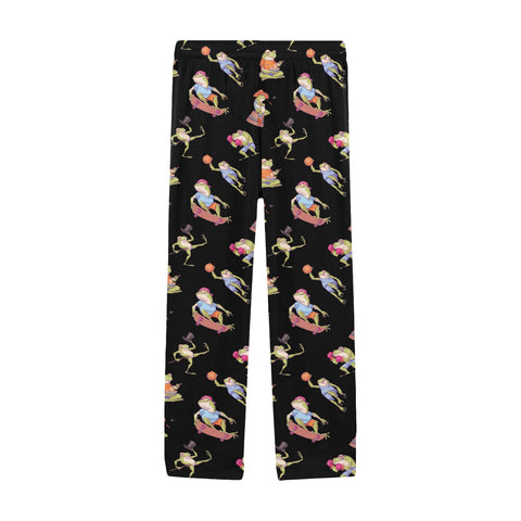 Frogs-in-Action-Mens-Pajama-Black-Front-View
