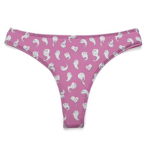 Retro-Ghost-Womens-Thong-Pink-Product-Front-View
