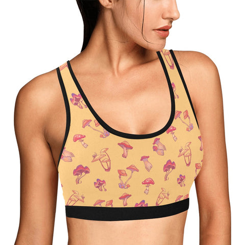 Mushroom-Womens-Bralette-Yellow-Model-Side-View