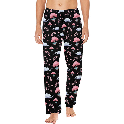 Sakura-Tree-Mens-Pajama-Black-Model-Front-View