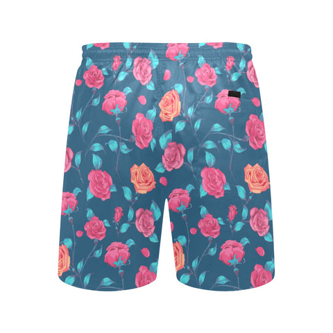 Painted-Roses-Mens-Swim-Trunks-Blue-Back-View