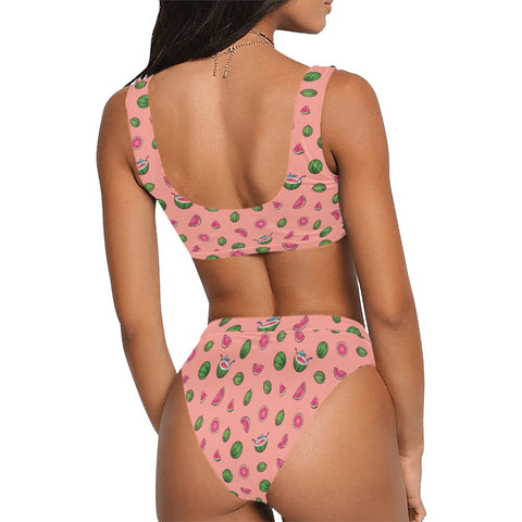 Watermelon-Womens-Bikini-Set-Pink-Model-Back-View