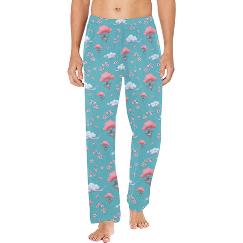 Sakura-Tree-Mens-Pajama-Turquoise-Model-Front-View