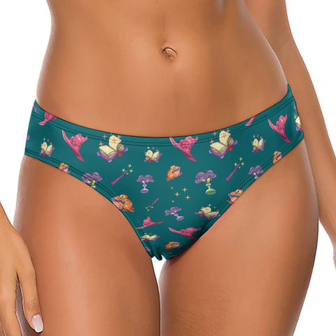 Spells-and-Potions-Women's-Thong-Teal-Model-Front-View