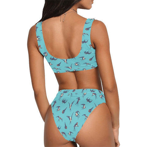 Sparrow-Womens-Bikini-Set-Turquoise-Model-Back-View