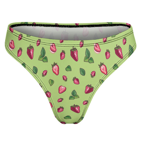 Strawberry-Women's-Thong-Lime-Green-Product-Back-View