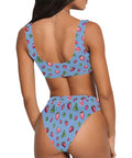 Strawberry-Womens-Bikini-Set-Cornflower-Blue-Model-Back-View