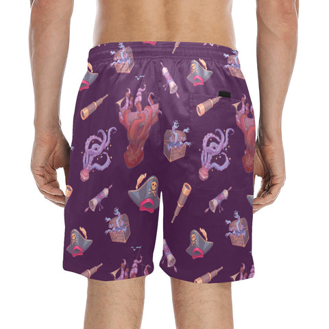 Shiver-Me-Timbers-Men's-Swim-Trunks-Plum-Model-Back-View
