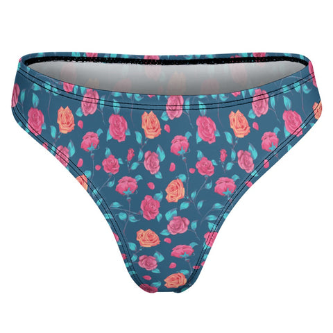 Painted-Roses-Womens-Thong-Blue-Product-Back-View
