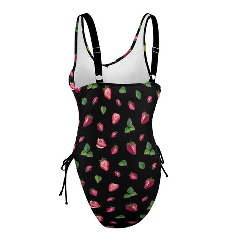 Strawberry-Womens-One-Piece-Swimsuit-Black-Product-Side-View