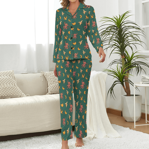 Baby-Monkey-Womens-Pajama-Green-Front-View