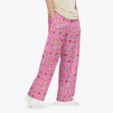 Banana-Split-Mens-Pajama-Hot-Pink-Semi-Side-Lifestyle-View