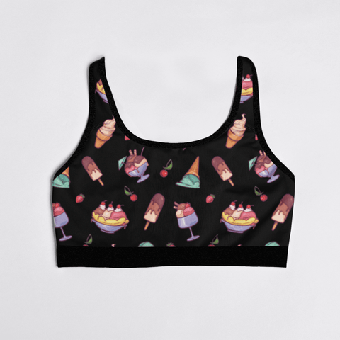 Banana-Split-Womens-Bralette-Black-Product-Front-View