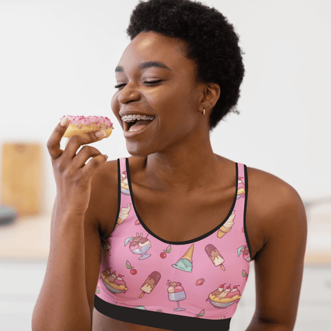 Banana-Split-Womens-Bralette-Hot-Pink-Lifestyle-View