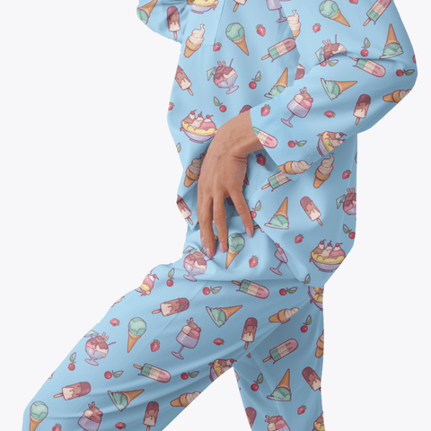 Banana-Split-Womens-Pajama-Sky-Blue-Semi-Side-View