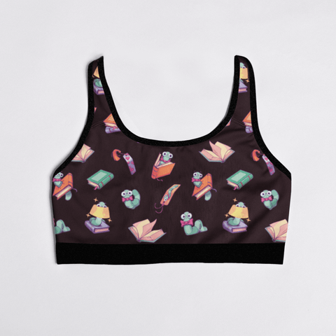 Book-Worm-Womens-Bralette-Black-Product-Front-View