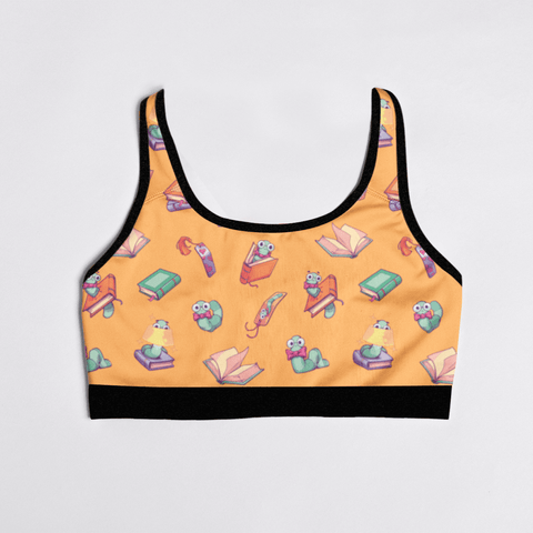 Book-Worm-Womens-Bralette-Yellow-Product-Front-View