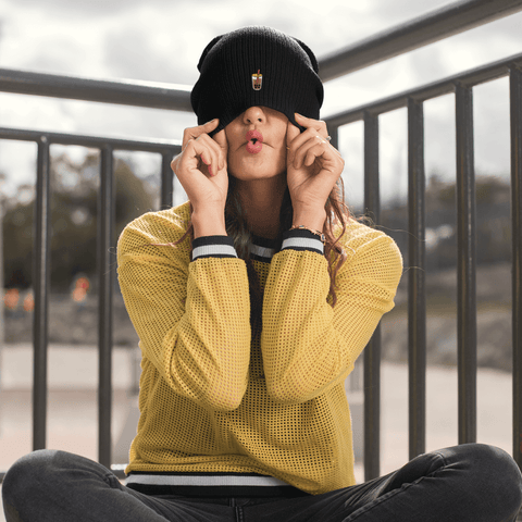 Bubble Tea Embroidered Beanie