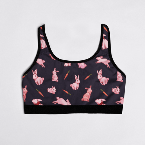 Bunny-Womens-Bralette-Black-Product-Front-View