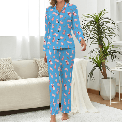 Bunny-Womens-Pajama-Sky-Blue-Front-View