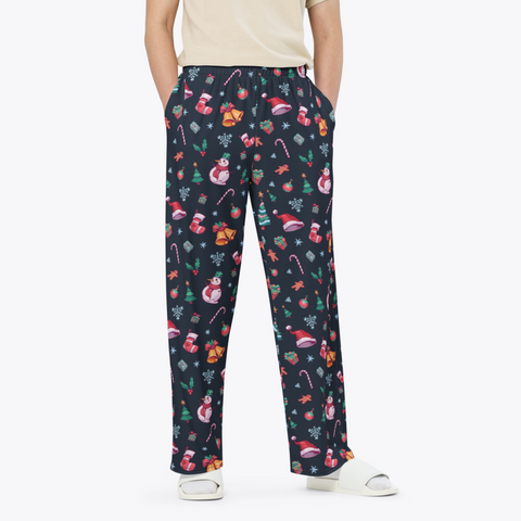 Christmas-Mens-Pajama-Grey-Blue-Lifestyle-Front-View