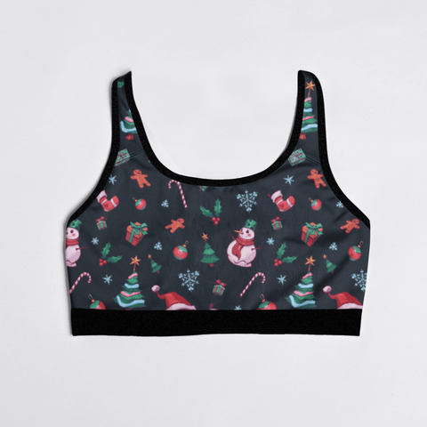 Christmas-Womens-Bralette-Charcoal-Product-Front-View